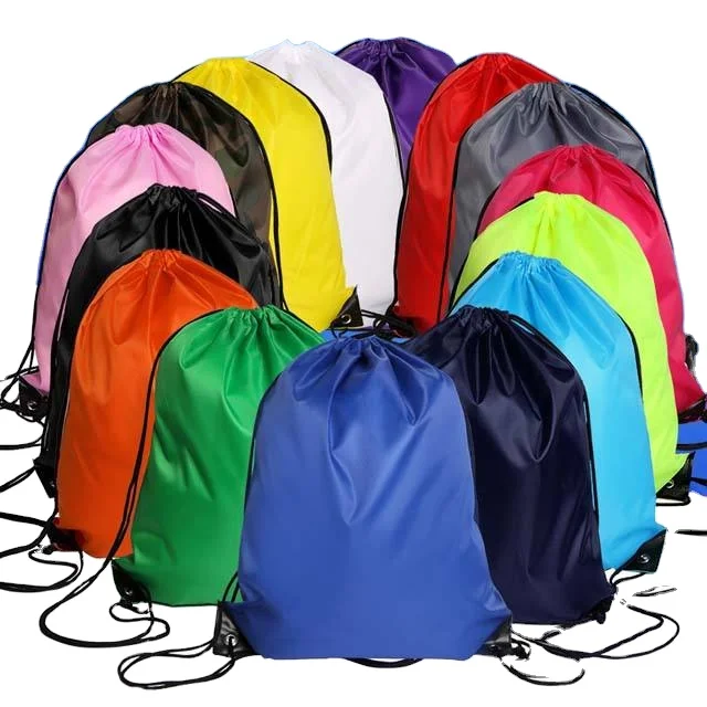 Cheap Custom Draw String Backpack 210d Polyester Drawstring Bag With ...