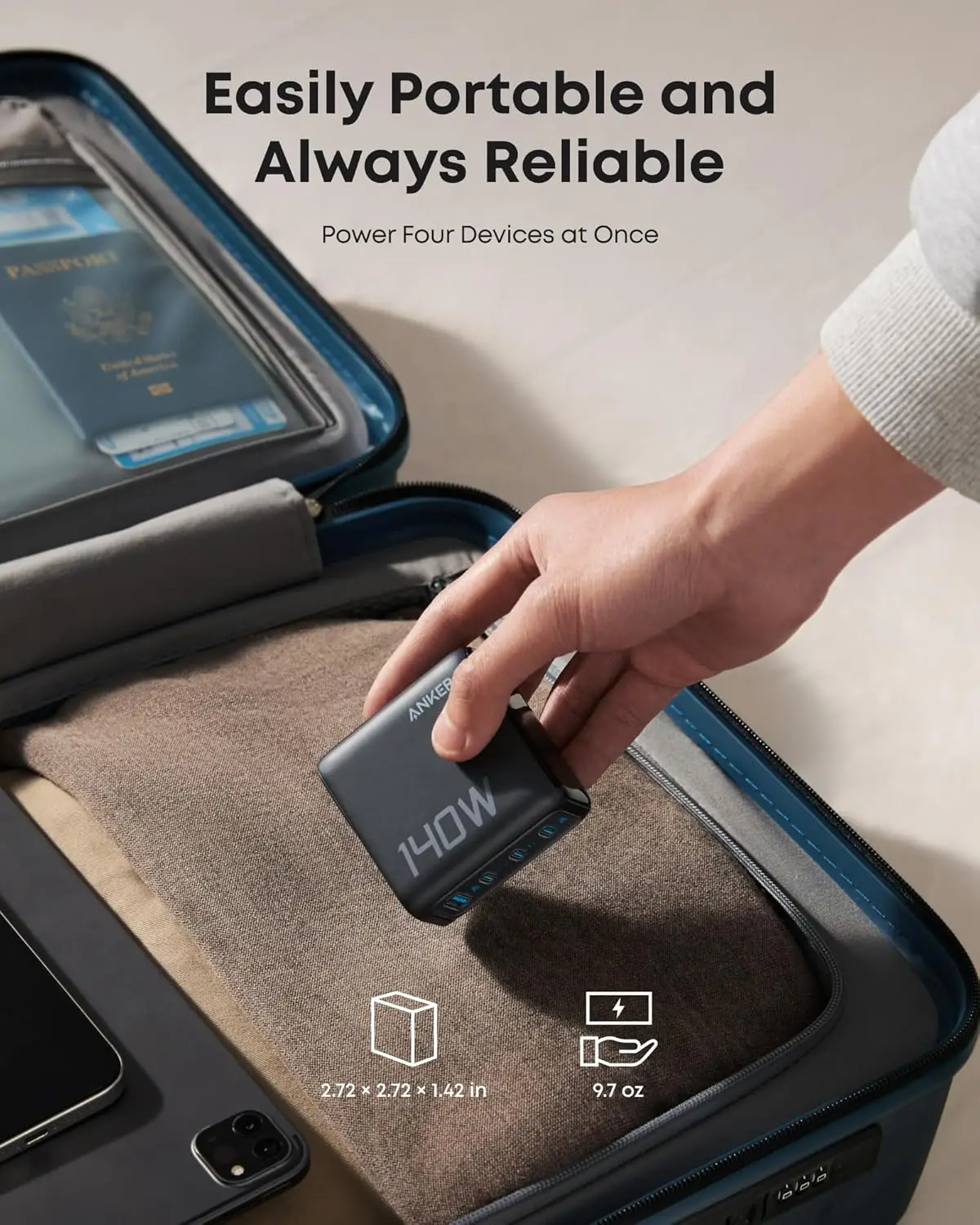 スマホアクセサリー Anker Zolo 140W First-ever Anker Zolo 4-port 140W wall charger with built-in
