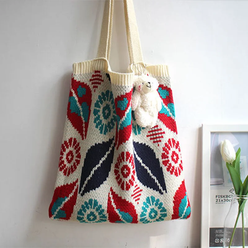Crochet Handmade Handbag Tote Bag Boho Bag Knitted Bag Granny square bag