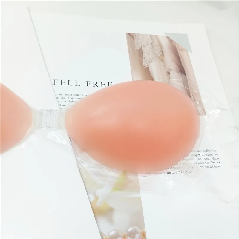 Invisible Strapless Bra Girls Sexy Image Push-Up Silicone Bra with Front Closure for Weeding Dress