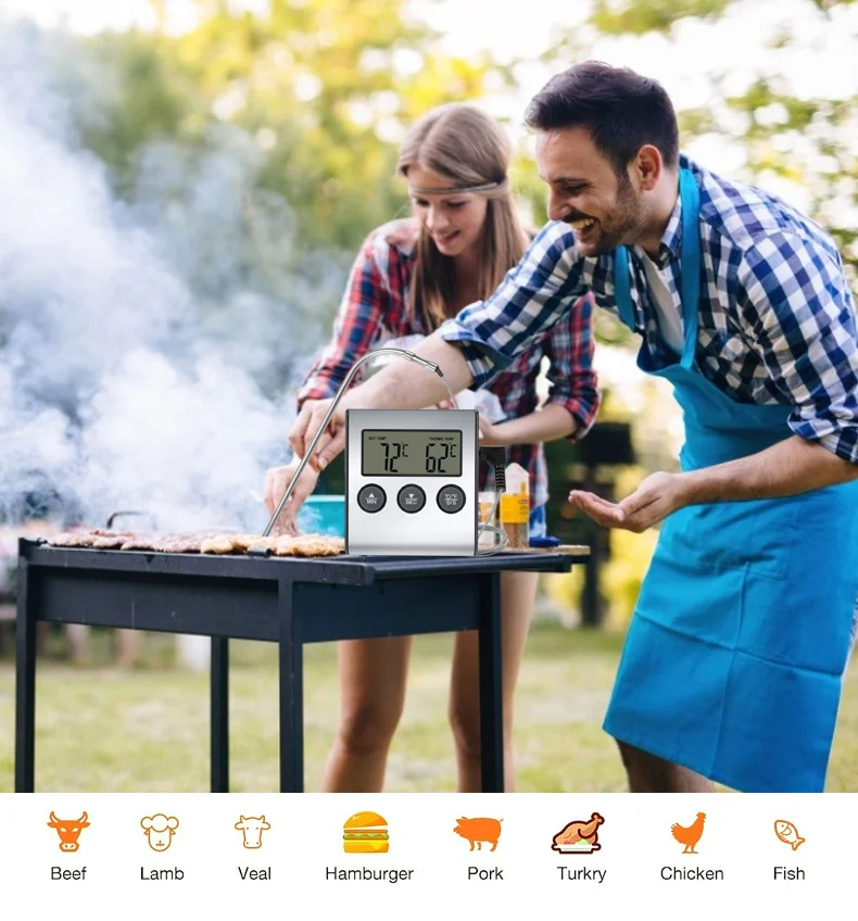 Stainless Steel Household 2 in 1 Thermometer Cooking Thermometer with Timer