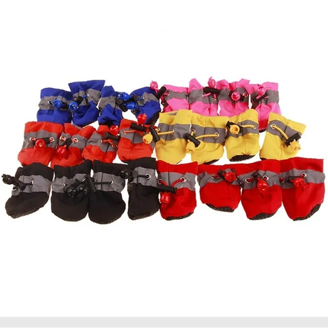 Stocked 4pcs/set Waterproof Pet Dog Shoes Anti-slip Rain Footwear For Small Cats Dogs Pet Boots