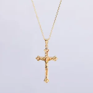 Custom Stainless Steel Cross Pendant Necklace for Men Personalized Religious Jewelry 14K Plating Crucifix Necklace Wholesale