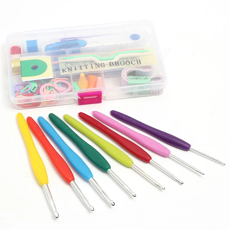Multicolor Knitting Needles Crochet Hook Set Mixed Metal Hook Crochet Template Kit Tool Band DIY Crafts