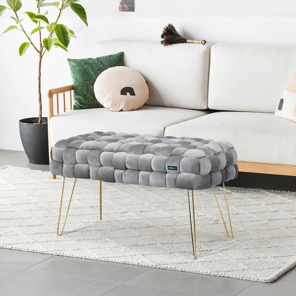 Wholesale Hot Sale Modern Style Bedroom Furniture Pouf Ottoman Seat Living Room Sitting Ottoman Bench