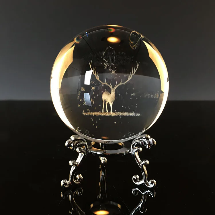 Good quality Ready Ship 70mm photography Metal Stand Base 3D Galaxy Customization Crystal Glass Ball details