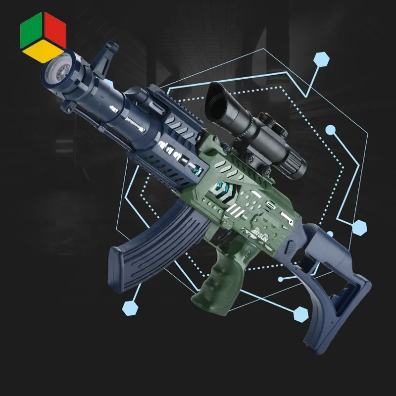 QS Popular Shots Manual Soft Bullets Gun Toy Long Shooting Range Pistol Air Power Toys With Sound and Light