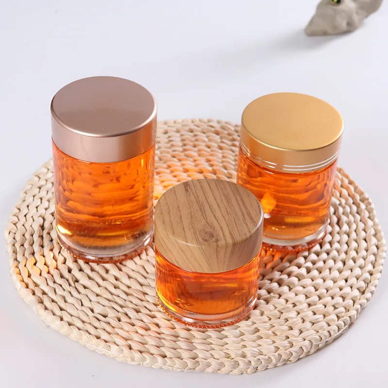 In Bulk Customized Round Glass Jar 180 Ml 250 Ml 500 Ml 750 Ml Glass Jar For Honey Jam Food