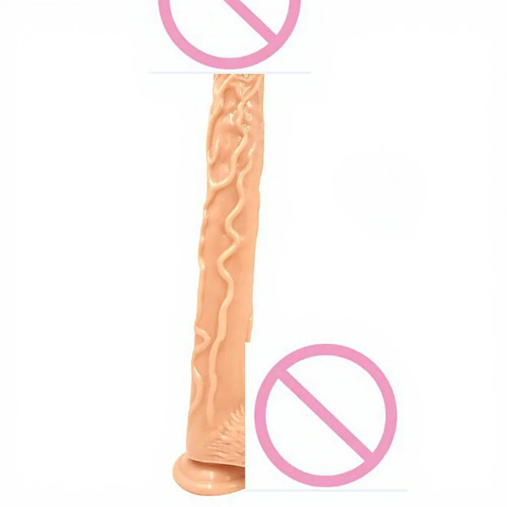 Vey Long Huge Realistic Suction Dong Flexible Dildo Fake Penis 42cm