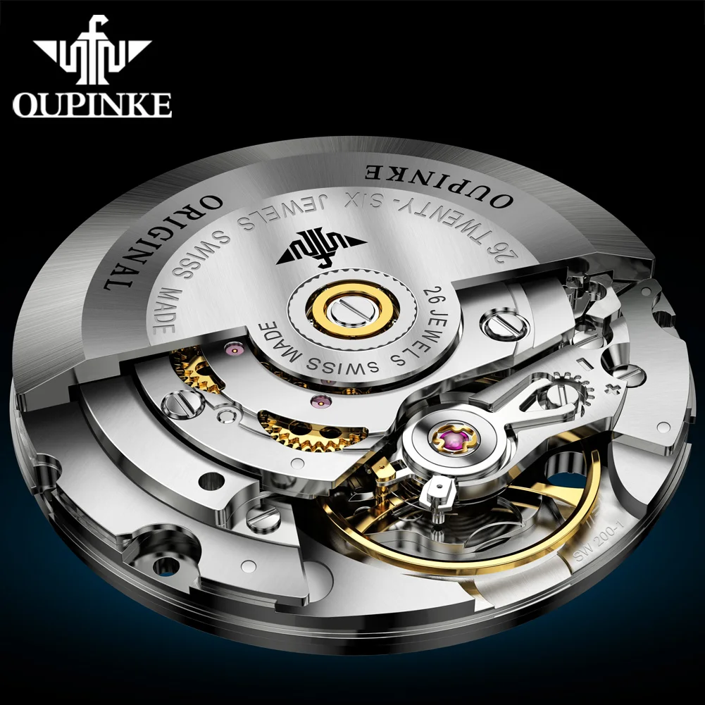 Oupinke 3269 оригинальные Роскошные ультратонкие Мужские автоматические механические тонкие с датой Брендовые мужские наручные часы с кожаным ремешком