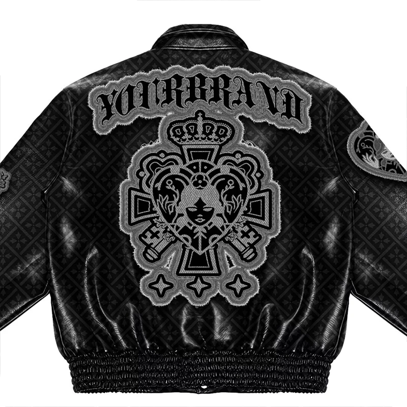 Men's Genuine Leather Varsity Jacket With Custom Chenille Details_voghion.com