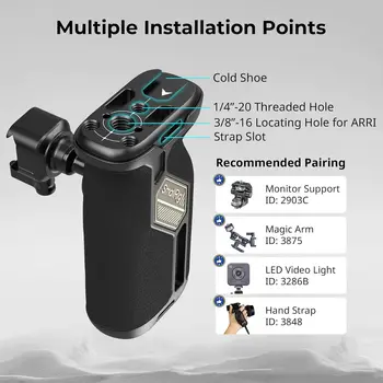 SmallRig Push-Button Rotating NATO Side Handle for Left and Right Hand, 360 Rotatable Side Handle with Anti-Slip Silicone-4359 product image