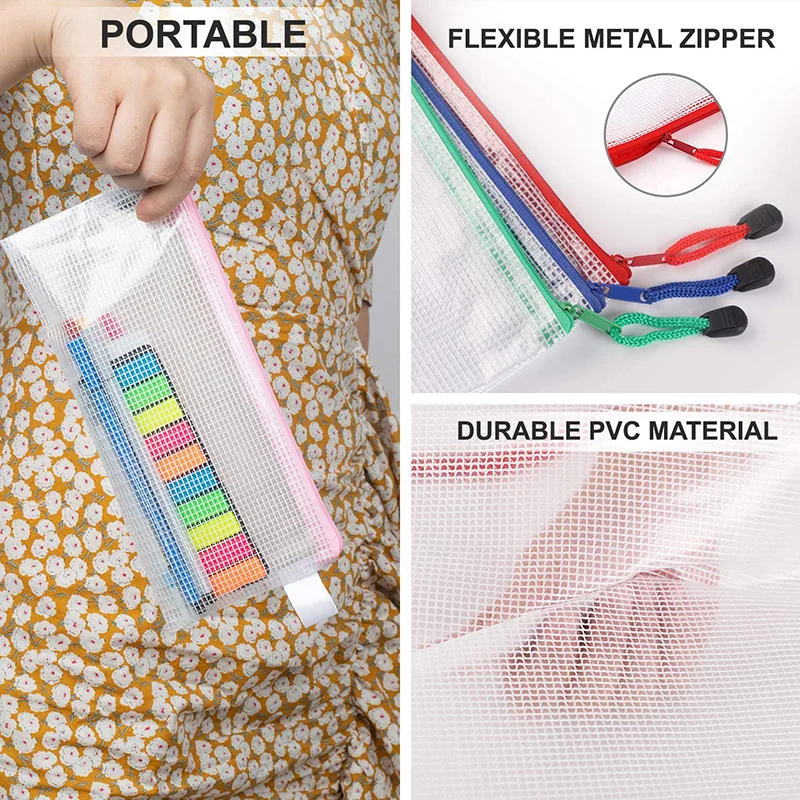 Прозрачная пластиковая папка-конверт А4 для документов, с отделением для визиток, для школы и офиса