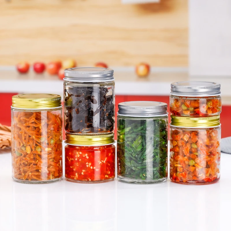 100/300/500ml Straight Clear Glass Jar Kitchen Food Storage With