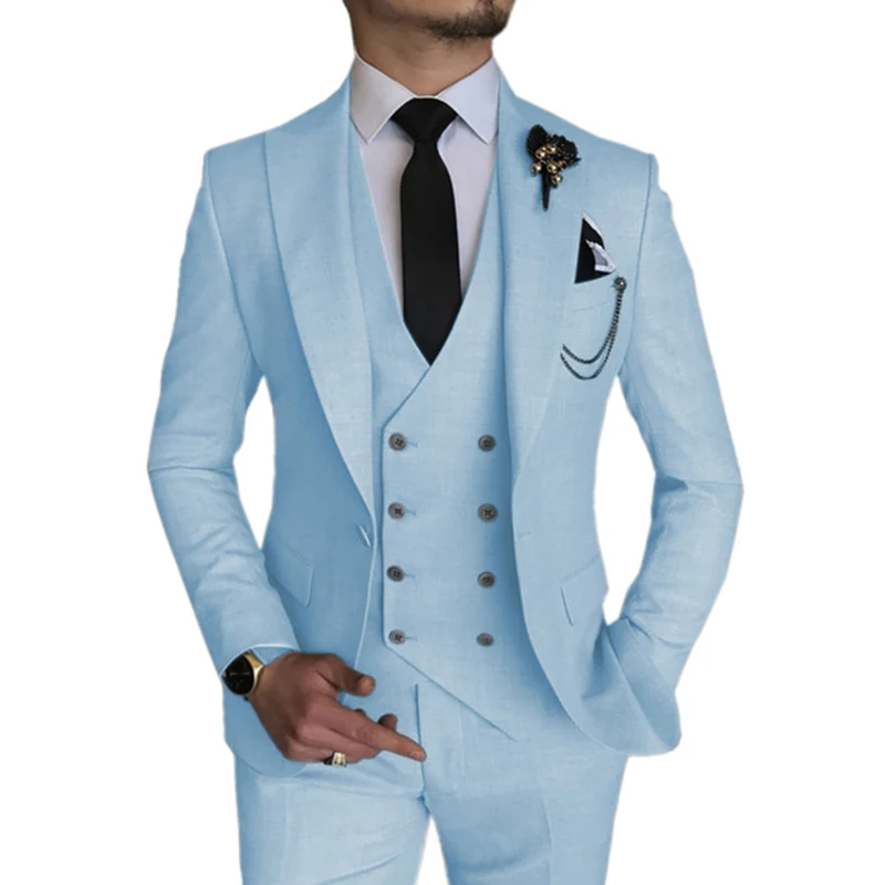 Groom Suit Wedding Tuxedos Light Blue Formal Party Classic Men Suits  Groomsmen 3Pcs - Buy 2023 Summer Wedding Suits,Wedding Prom Suit,Classic  Men Suit Product On Alibaba.Com