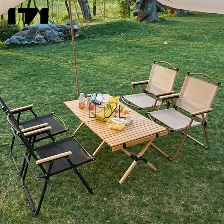 Folding Dining Chairs Set Outdoor Bar 180cm Egg Roll Aluminum Metal