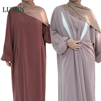 2025 Wholesale Nida Modest Womens Abaya Solid Color Breastfeeding Dresses Convenient Mommy Plus Size Clothing Breathable Islamic