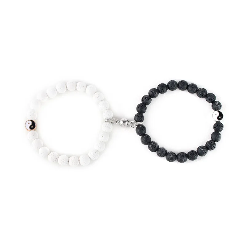 Wholesale Beaded Couple Bracelet Frosted Stone Turquoise Magnet Bracelet Natural Stone Men and Women Lover Bracelets