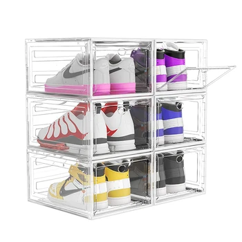 Plastic Shoe Organizer collapsible shoe storage box Sneaker Storage for Closet Shoe Display Case shoebox acrylic