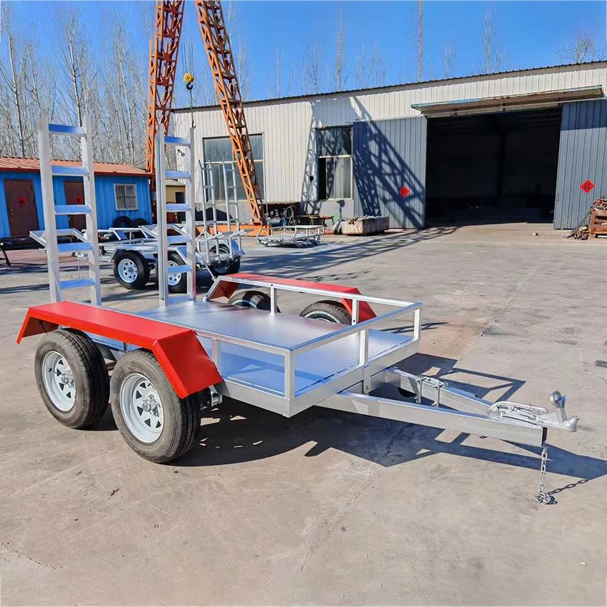 Promotional Customization of 2-Ton 3-Ton 4-Ton Small Excavator Trailer Common Towing Rod Flat Plate Industrial Trailer Equipment