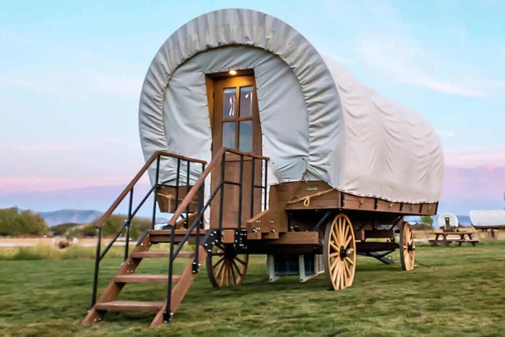 Wooden Covered Wagon Glamping Mobile Carriage Tentluxury Outdoor ...