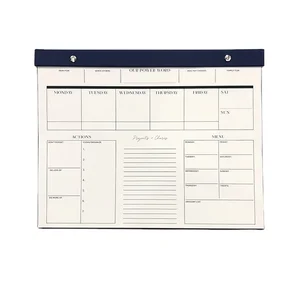 High Quality PU Linen Hardcover Self-Adhesive Weekly and Daily Planning Memo Pad Custom Business Promotional A4 A5 Notepad