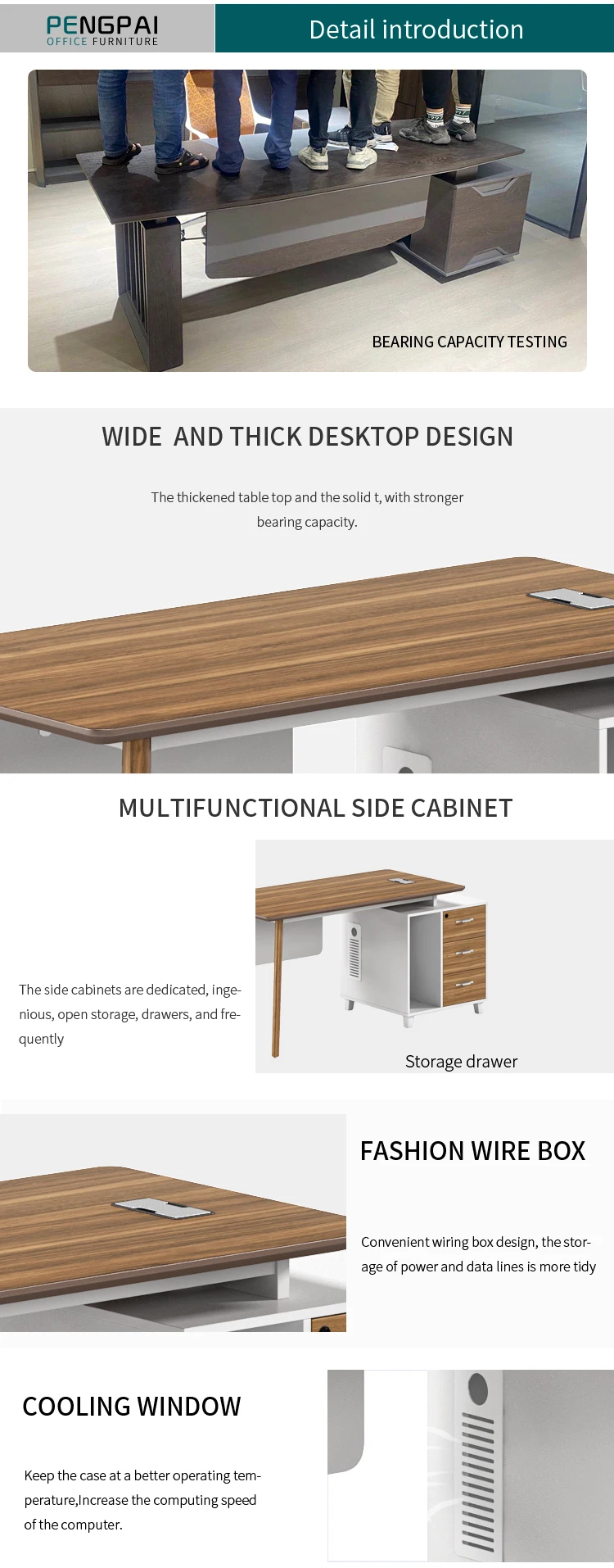 Pengpai modern executive design anti-water office computer desk table for office building