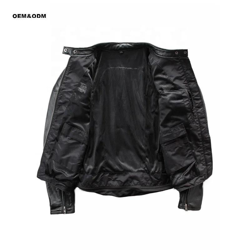 High Quality Men's Moto Racing Faux Leather Jacket Waterproof Zipper Closure Embroidered Stand Collar Casual Style for Autumn