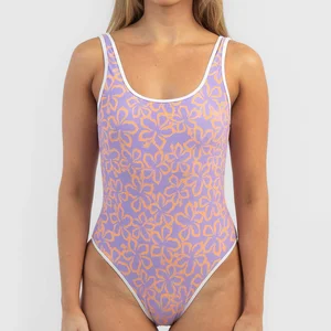 Surfing Custom Floral Print One-piece Swimsuit Feminine Backless Breathable Slim Fit Beach Vacation Bodysuit for Women