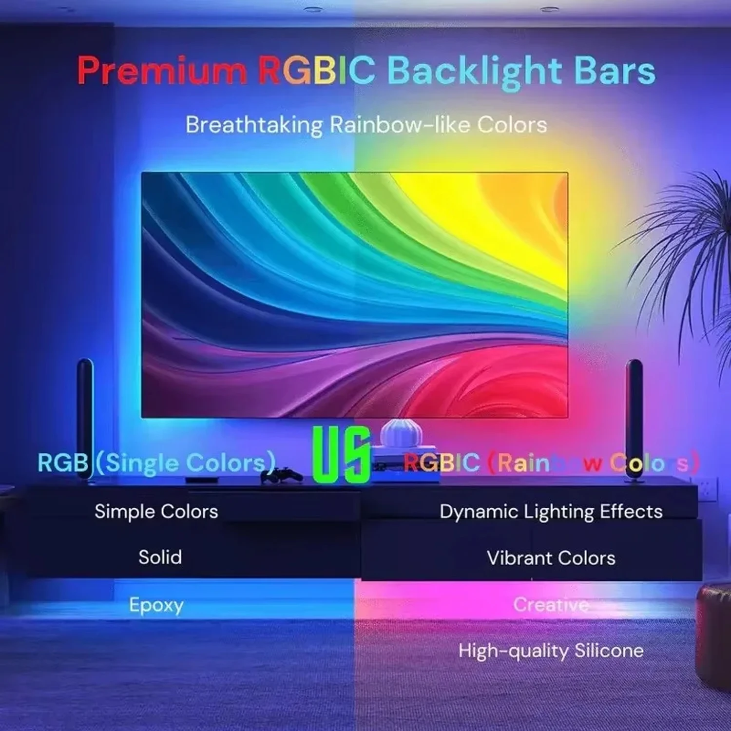 TV Reactive LED Lights RGB IC Music Sync Color Changing APP Remote Control TV LED Backlight with Camera