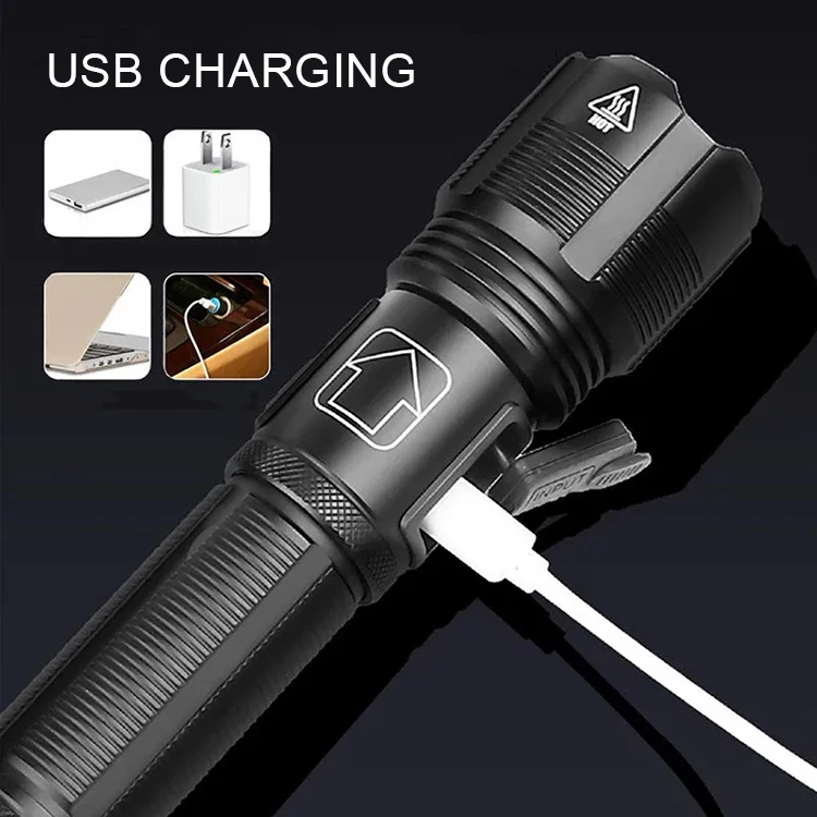 XHP50 USB rechargeable tactical hunting camping flashlight water proof torch light long range convoy flashlight factory