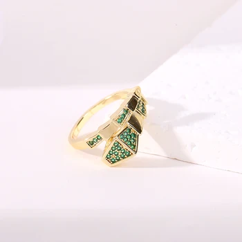 Gold Plated Copper Zircon Setting  Animal Snake Free Size Openable Fashion Jewelry Rings for Women