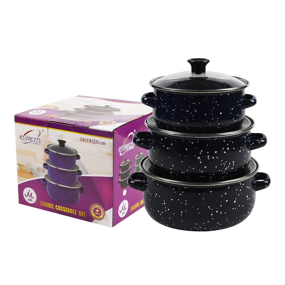 Enamel 7 Piece Black Cookware Set black pots new model pots different  design tenere - AliExpress