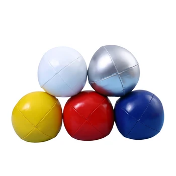Customized 4 Panel Pure Color Clown Juggling Balls with Plastic Pellet Filling PU Leather Durable Beanbags For Circus 6cm 90g