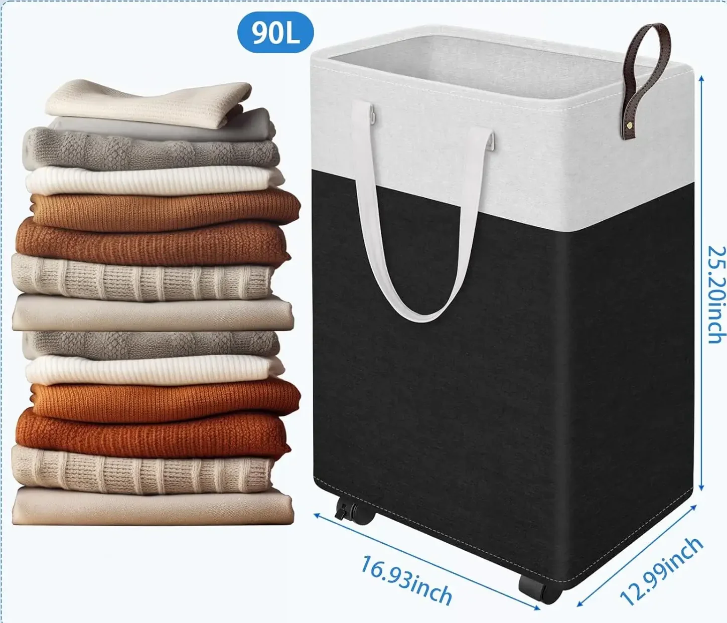Home Dirty Clothes Storage Organizer Bucket Portable Foldable Laundry Basket Hamper for Clothes with Wheels