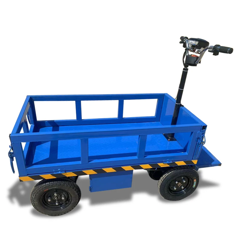 4 Wheel Detachable Fenced Electric Cargo Flatbed Transporter Trolley Carts for Garden Use