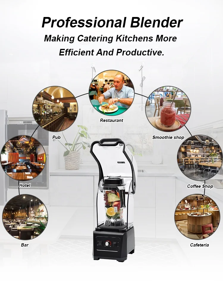 Best Sell Soundproof Blender Juicer Ice Crusher Large Capacity Kitchen Milkshake Machine Industrial Blender for Cafe