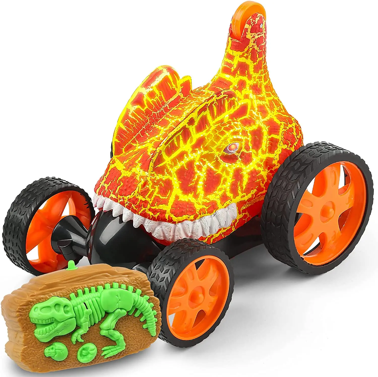 Remote Control Car Dinosaur Toys RC Stunt Car with 360 Degree Rotation and Light 2.4 GHz Radio Control Racing Car Toys for kids