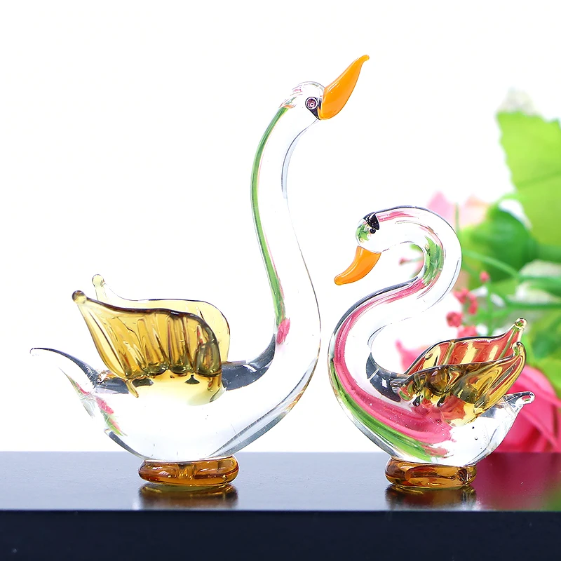 Miniature Wholesale Blown Murano  Flat Cheap Glass Swan Ornament