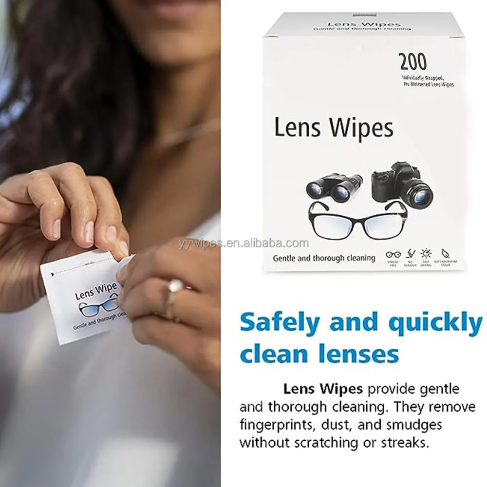 Wholesale Lens Cleaning Wipes 200 Count Eyeglass Cleaner Lens Wipes