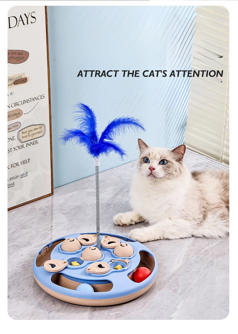 Hot Multifunctional Puzzle Cat Toy with Food Hiding Function Ball and Feather Interactive Toy for Cats and Dogs Pet Products supplier