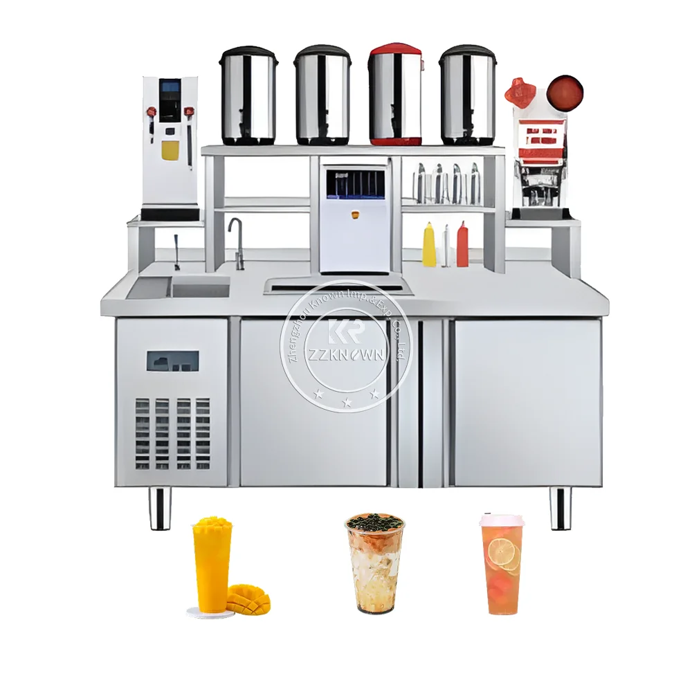 2025 Custom Cocktail Tea Bar Counter Bubble Bar Commercial Boba Shop Working Station Container Milk Tea Bar Counter