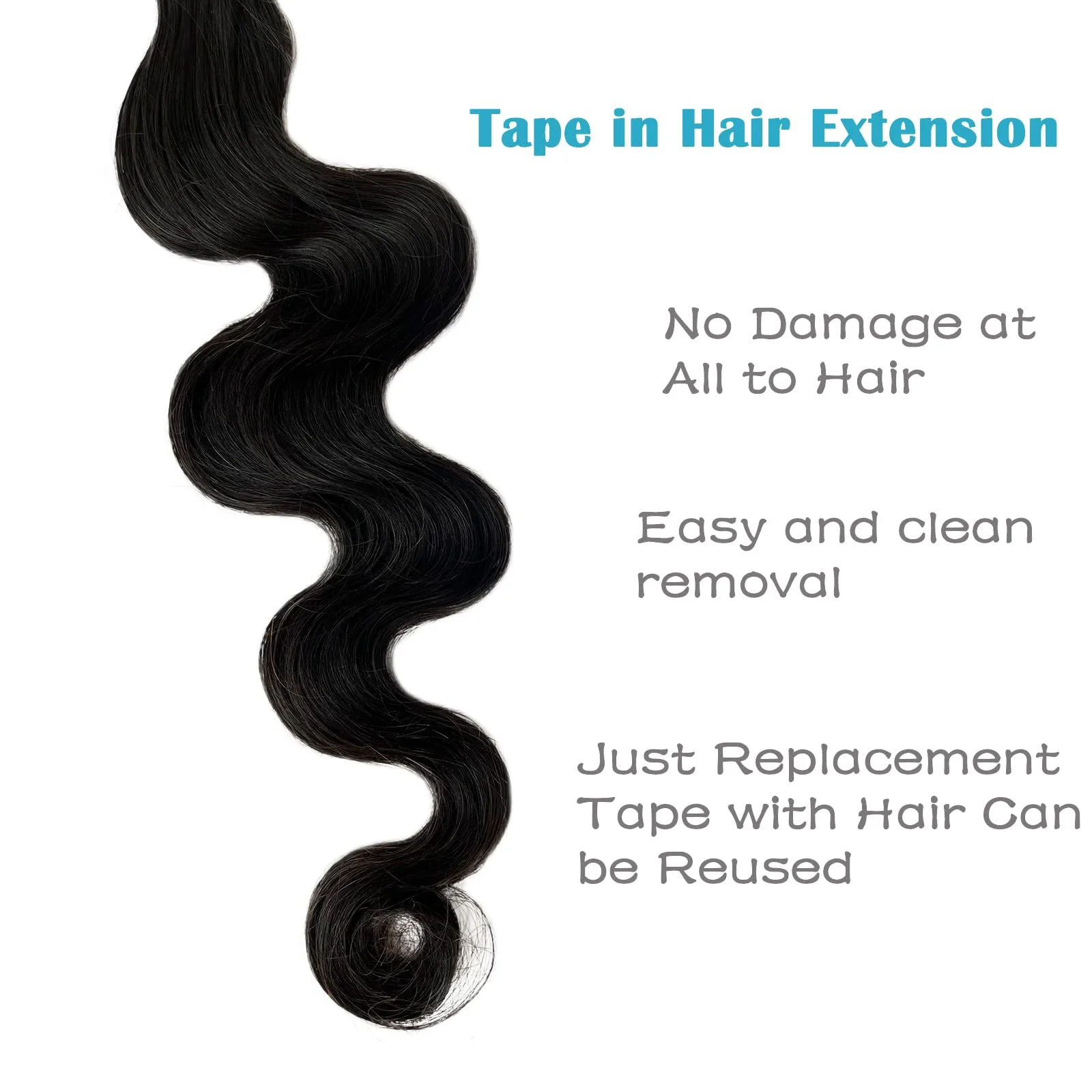 Body Wave Tape In Hair Extensions Brazilian Natural Seamless Skin Weft Real Human Hair 20Pcs_voghion.com