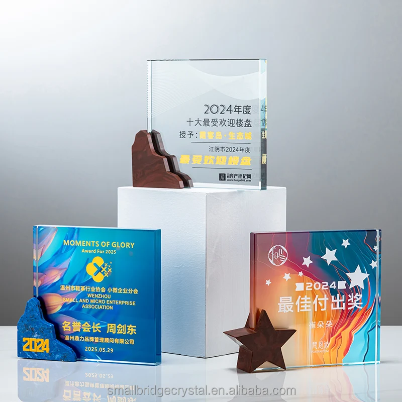 Factory direct crystal glass and  Marble trophy star awards for sports and company souvenir gifts details