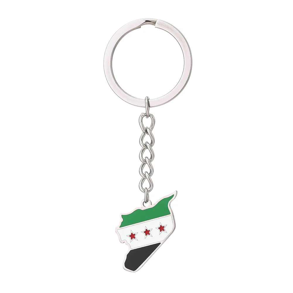 Promotion Fashion Cheap Price 2*3cm Stainless Steel Syria Revolution Map Flag Pendant Keychain