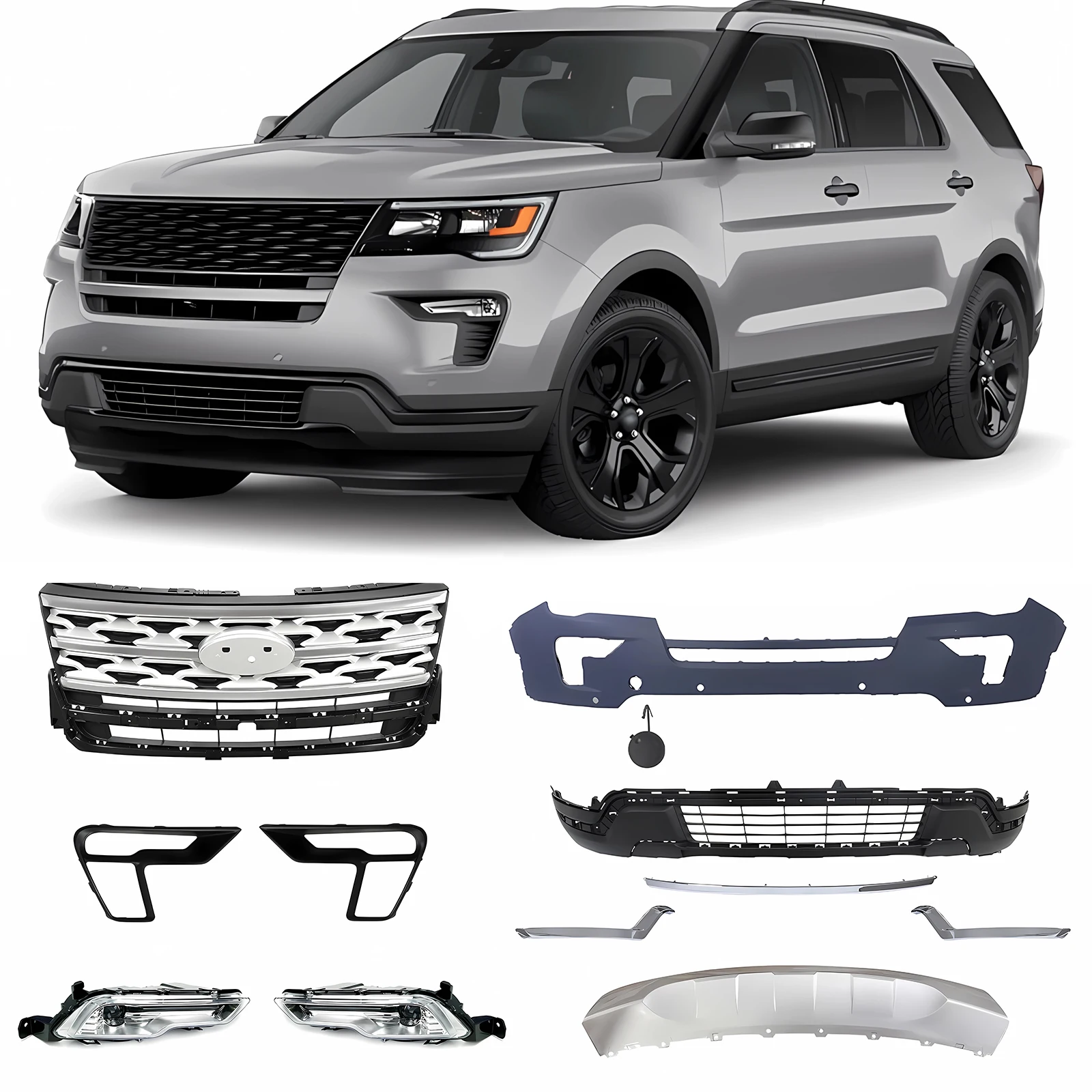 Sitalei Front Bumper for Ford Explorer 2018-2019 - Durable Steel