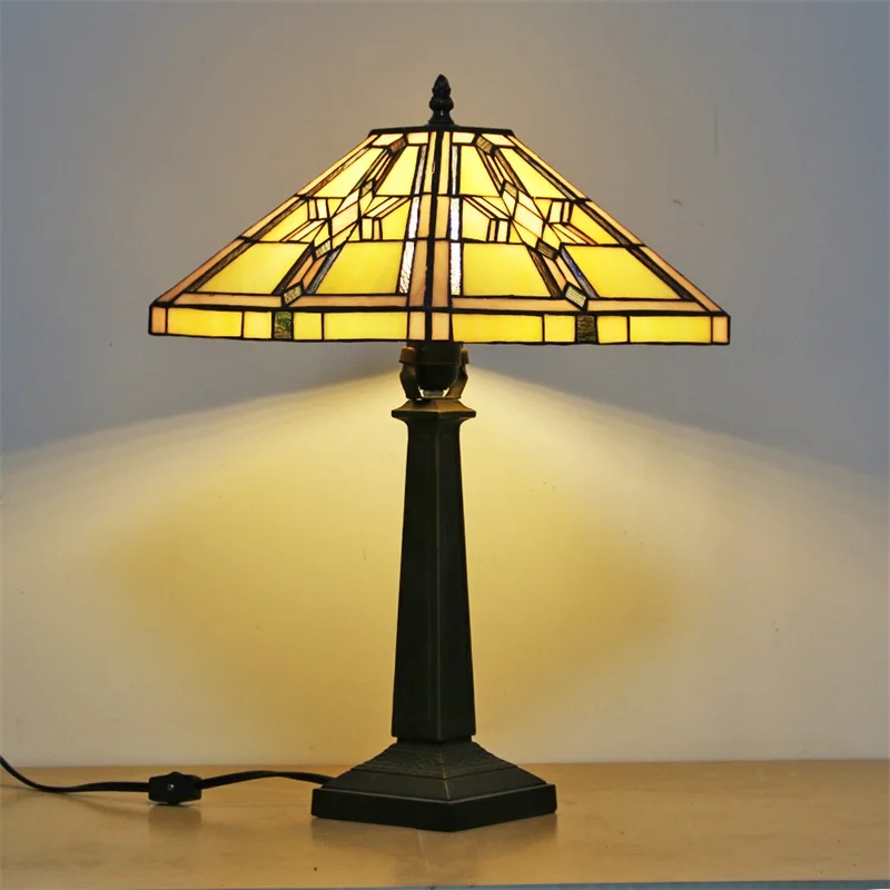 Modern Creative LED Glass Read Desk Light Decor for Home Study Bedside  Tiffany Square Table Lamp