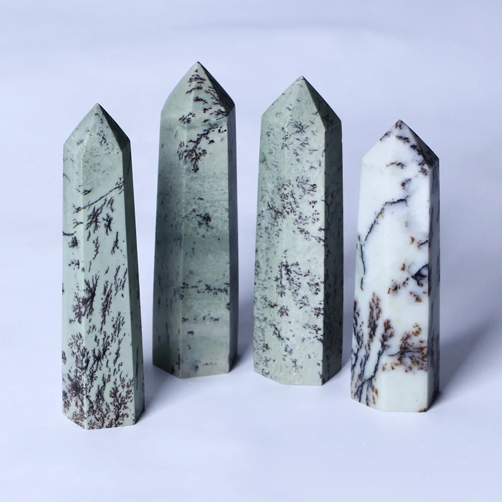 Crystals Healing Stones Tower Gemstones Point Wand Single Terminated Dendritic Opal Tower for Decoration Natural Home Decoration