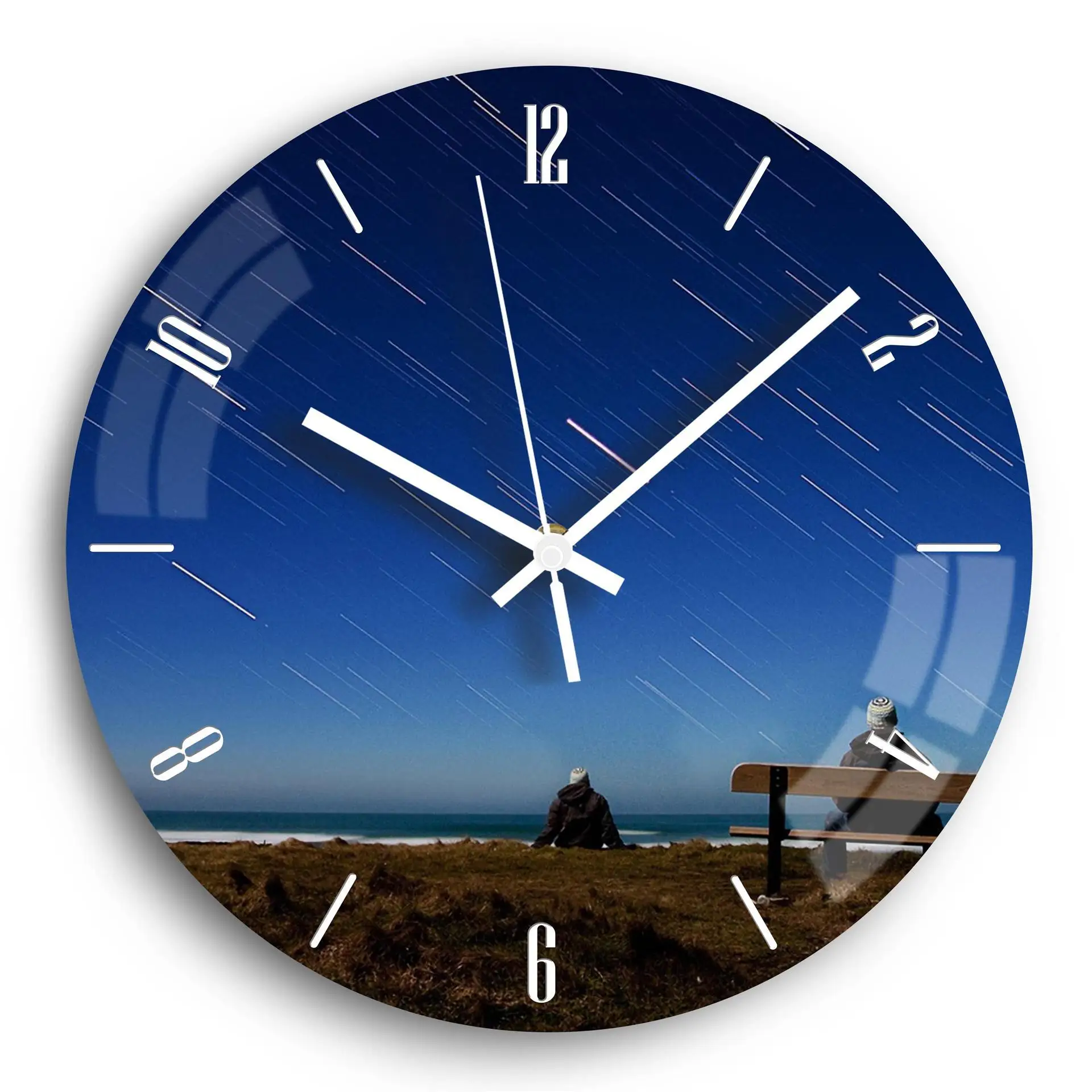 Stylish Simple UV Printing Wall Clock for Home Decor Art Craft Stained Glass Wall Clocks