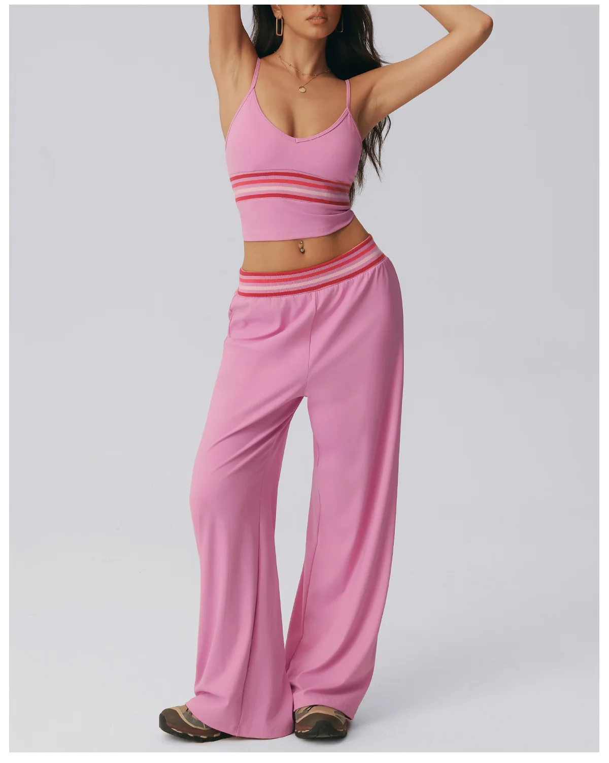 2Pcs Impact Gym Set Women Backless Tank Tops High Waist Scrunch Seamless Shorts Gym Suit Fitness Clothes Activewear Workout Sets — detail